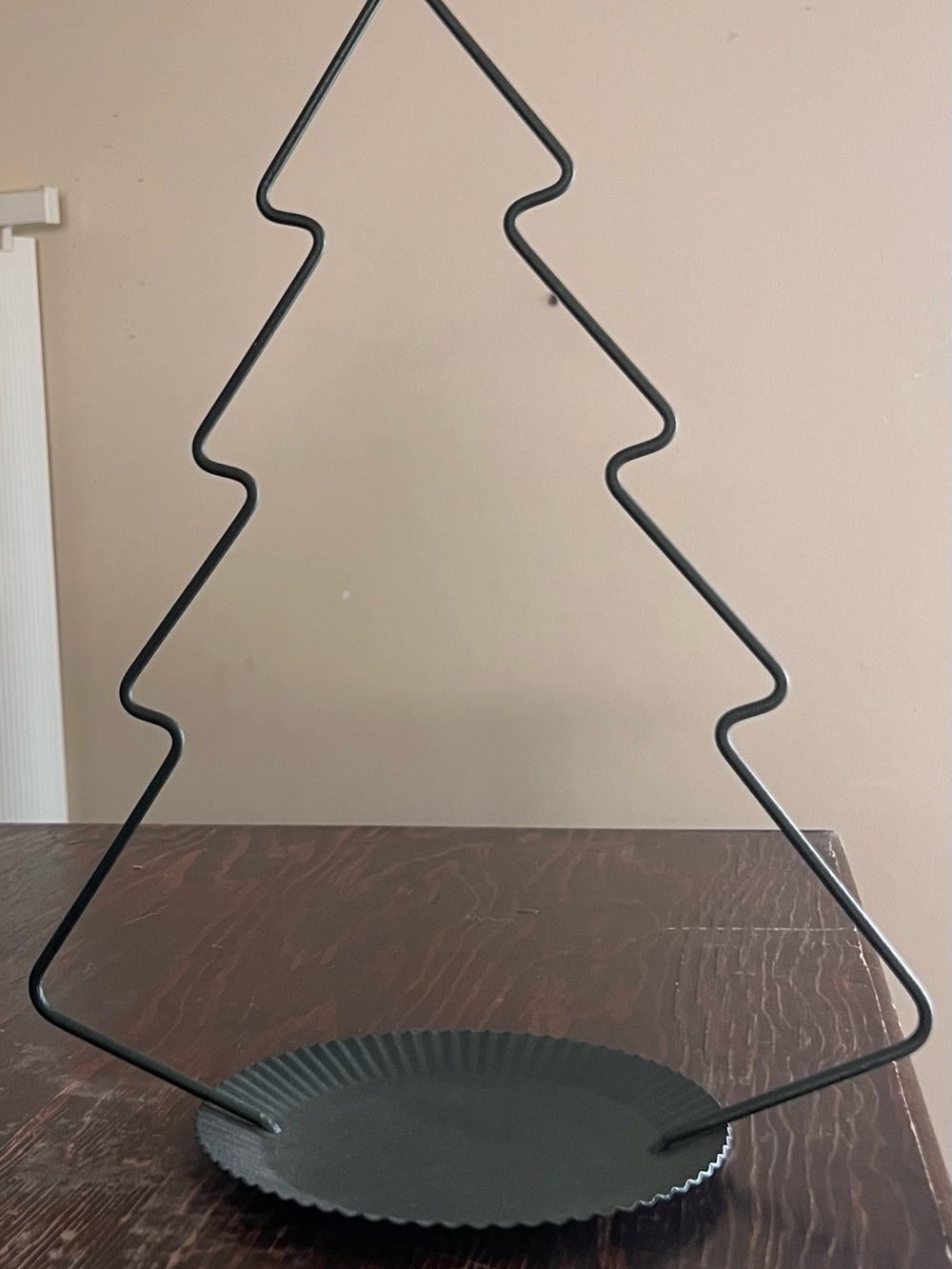 Green Metal Christmas Tree Display Stand - Holiday Candle Holder Craft Base More